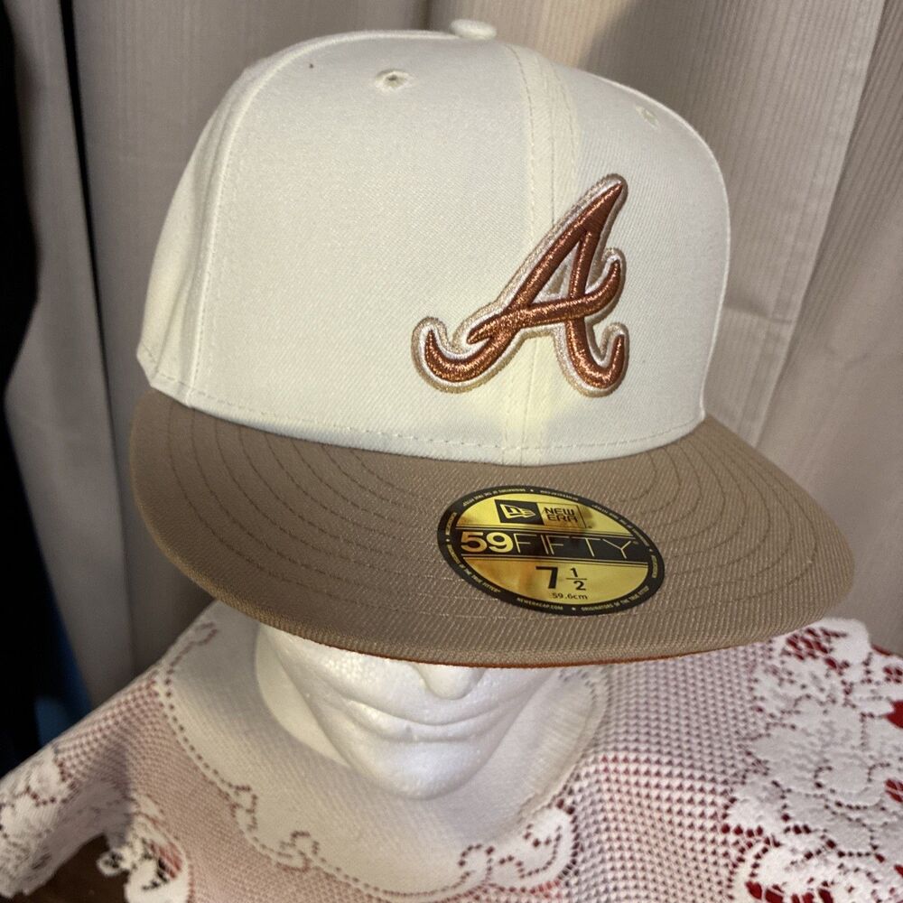 Atlanta Braves New Era Chrome  59FIFTY Fitted Embroidered Logo Hat Sz 7.5 New - Picture 2 of 9